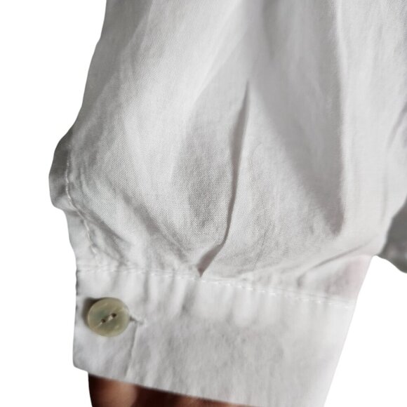 Royal Belle Shirt White Large Button Front Heart Oversized Lightweight Blouse To - Picture 5 of 9